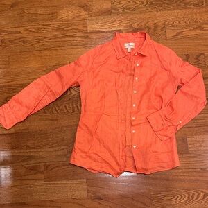 J. Crew Linen Coral Button Down Shirt Size 4 Perfect Fit